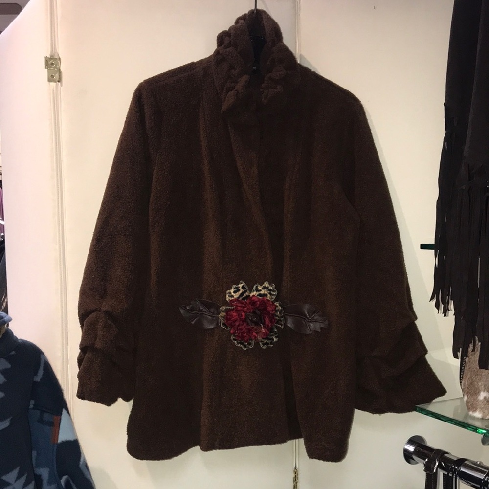Lee Andersen Brown Women's Jacket with Floral Accent